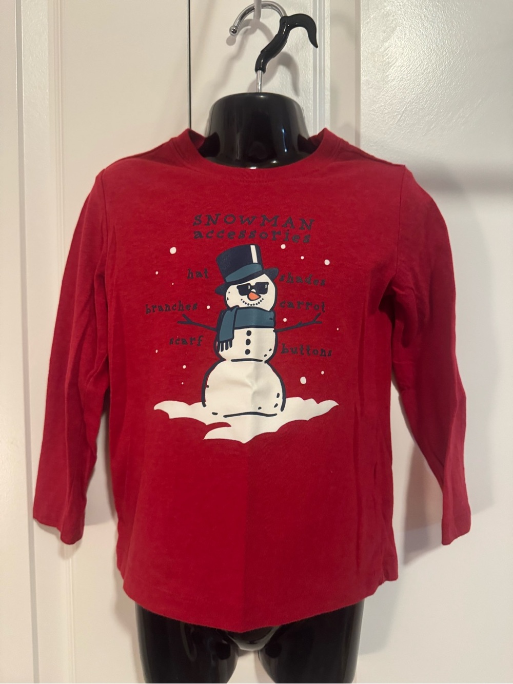 Carters Red Snowman Graphic Long-Sleeve Tee